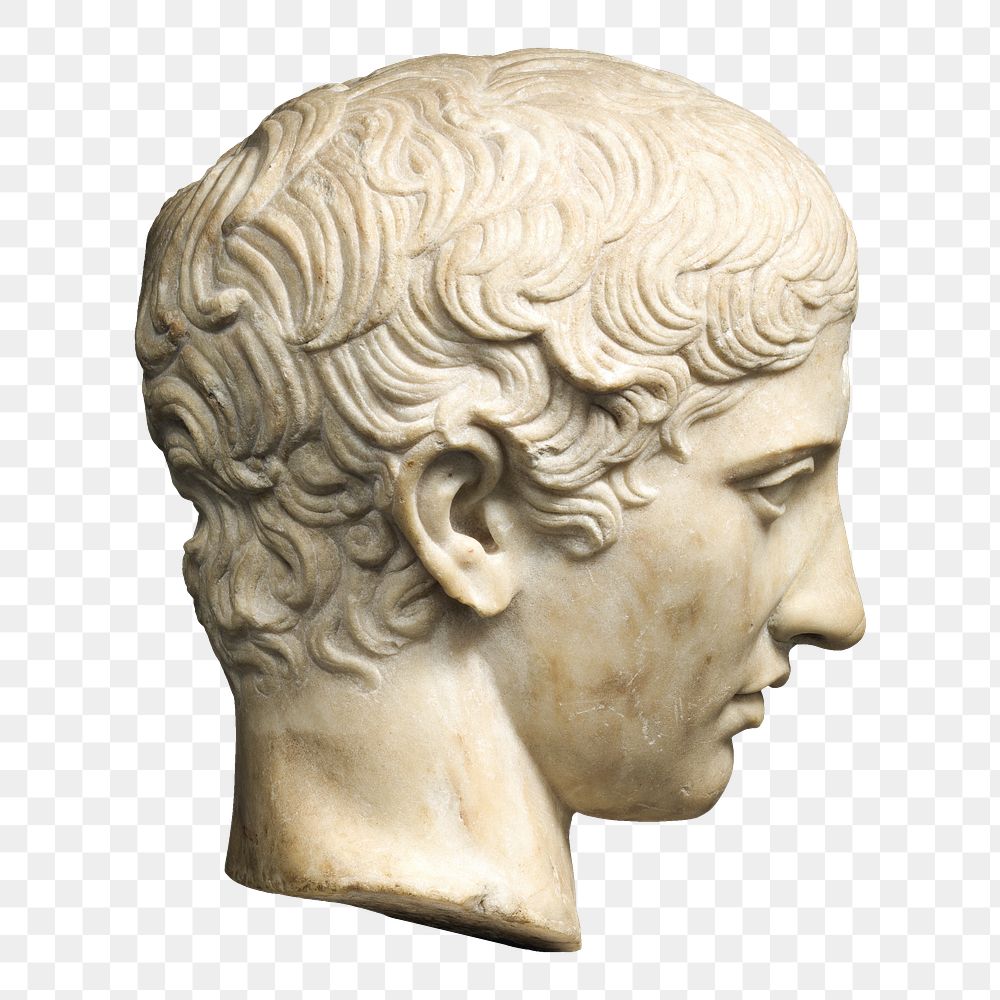 Classic marble youth head sculpture png
