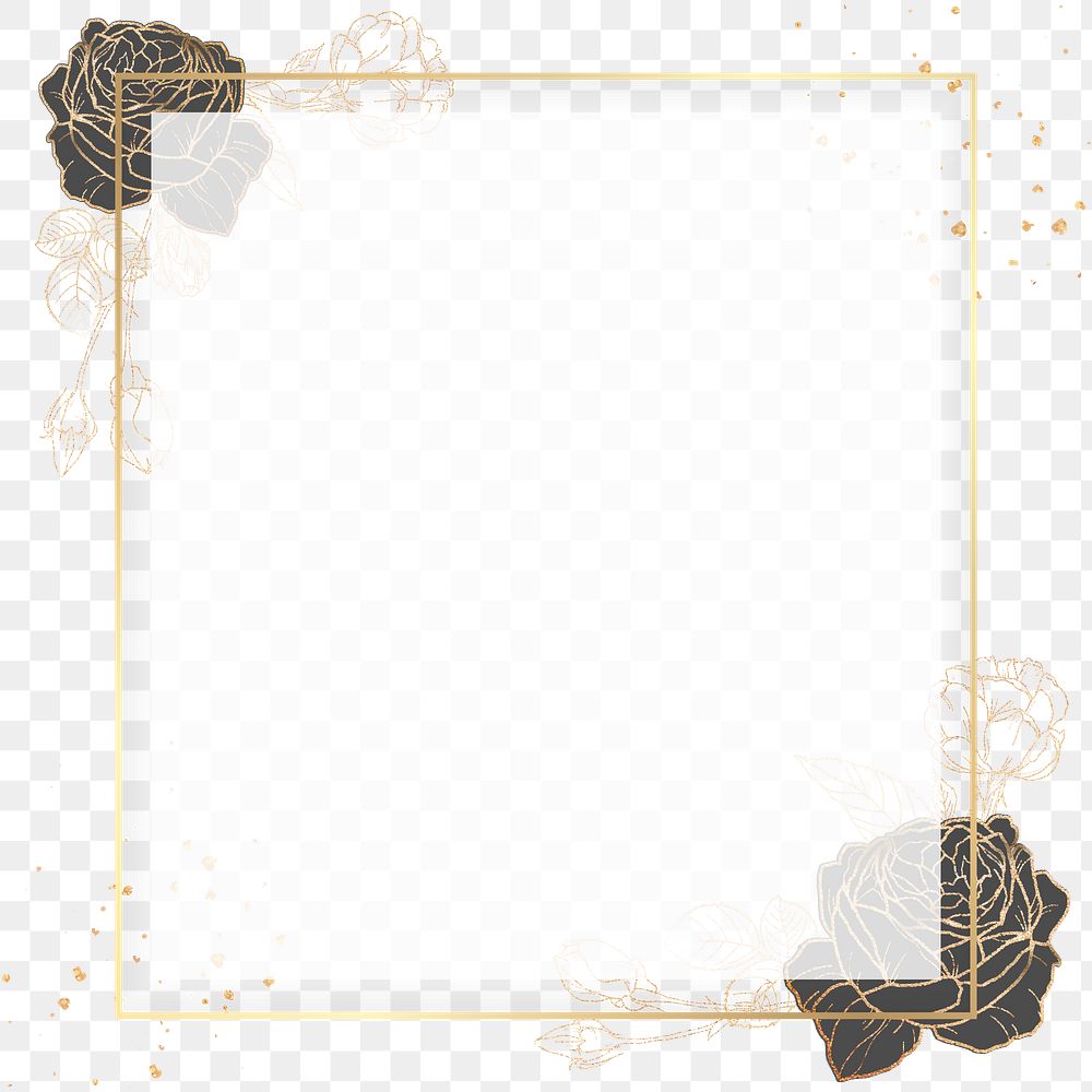 Gold frame with black roses design element