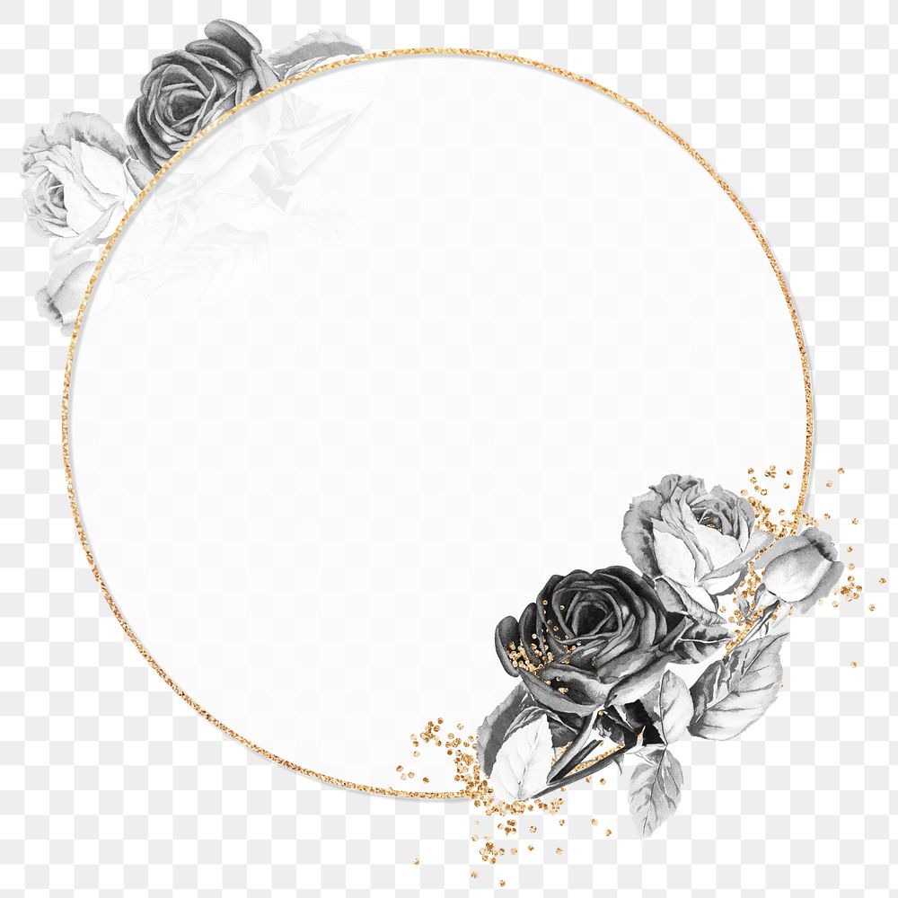 Gold frame with black roses design element