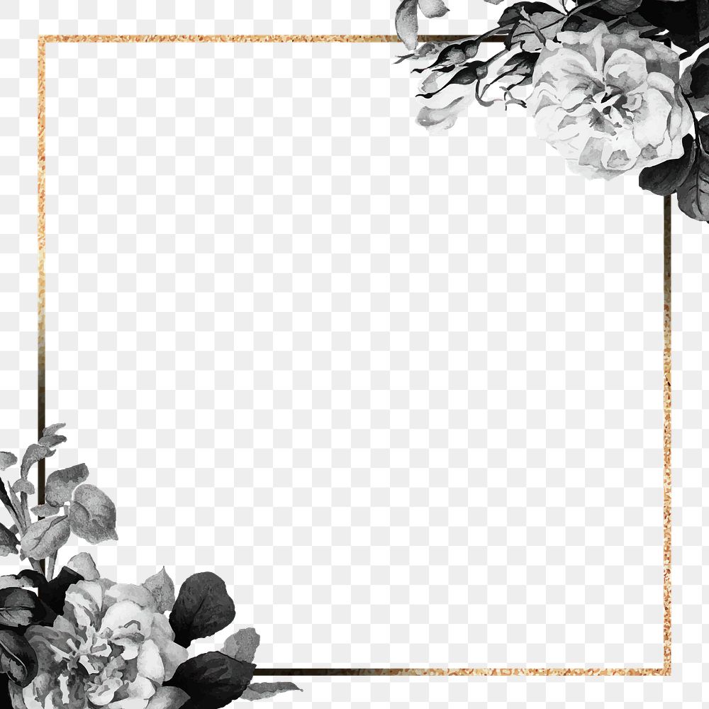 Gold frame with black roses design element
