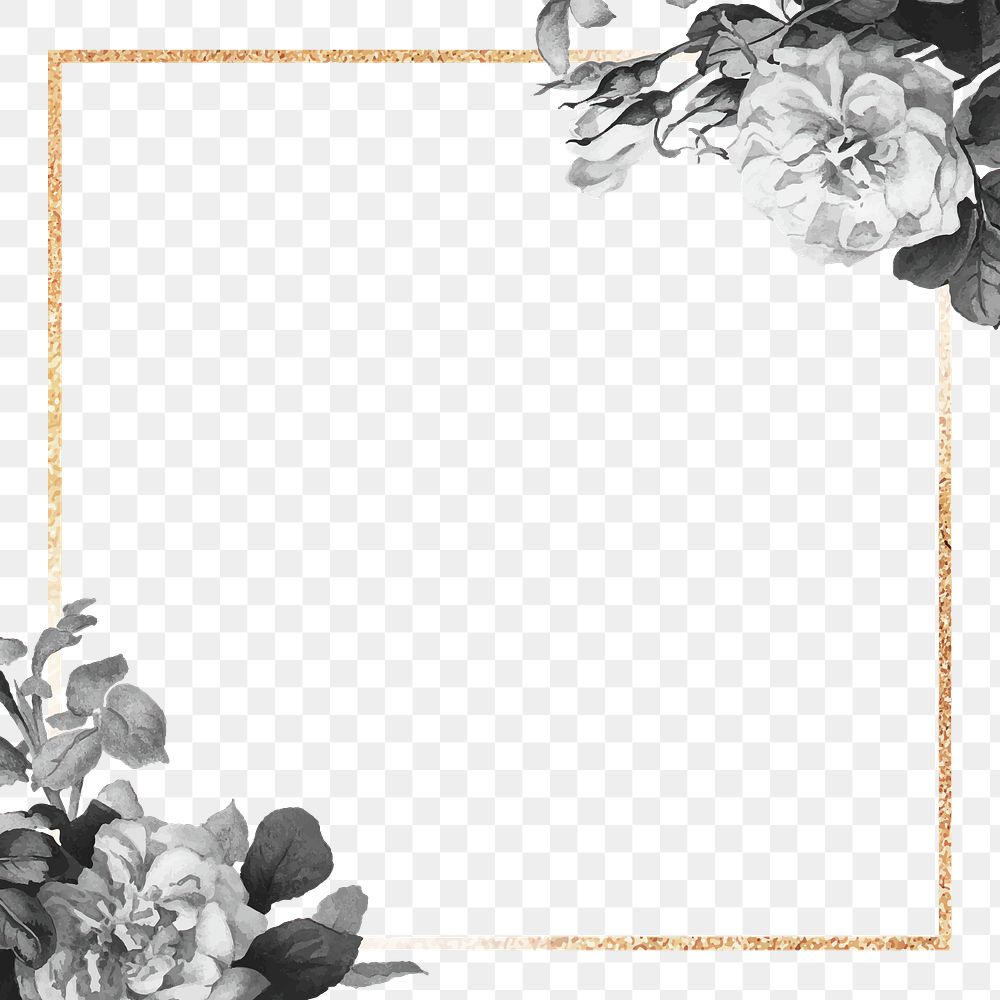 Gold frame with black roses design element