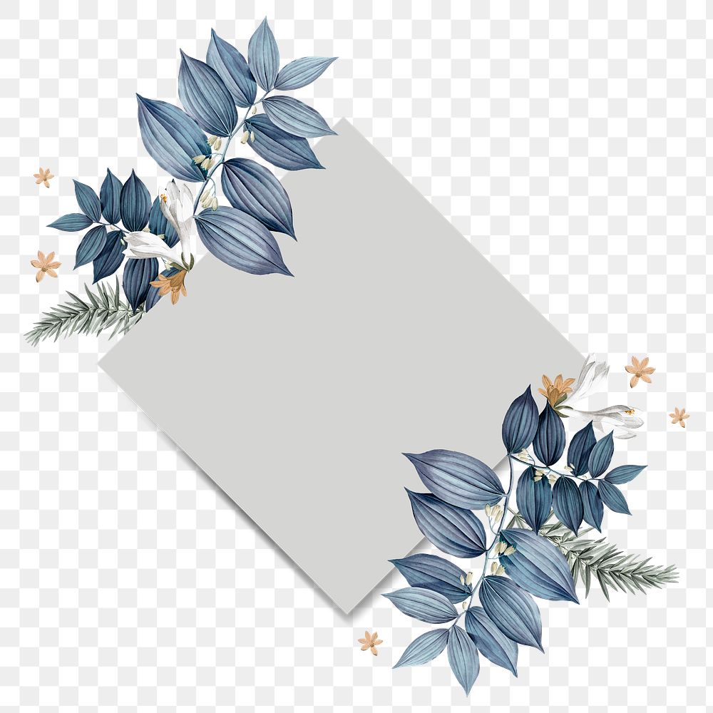 Gray floral blank square card design element