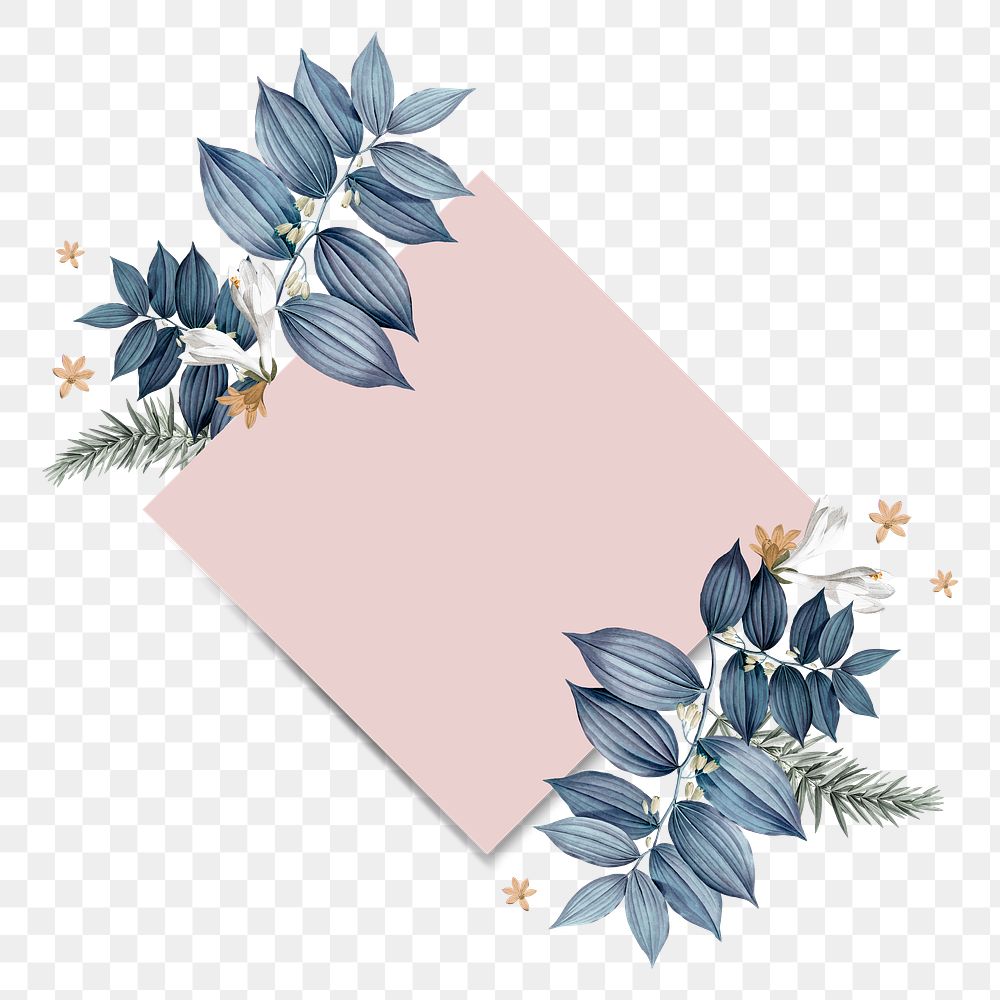 Pink floral blank square card design element