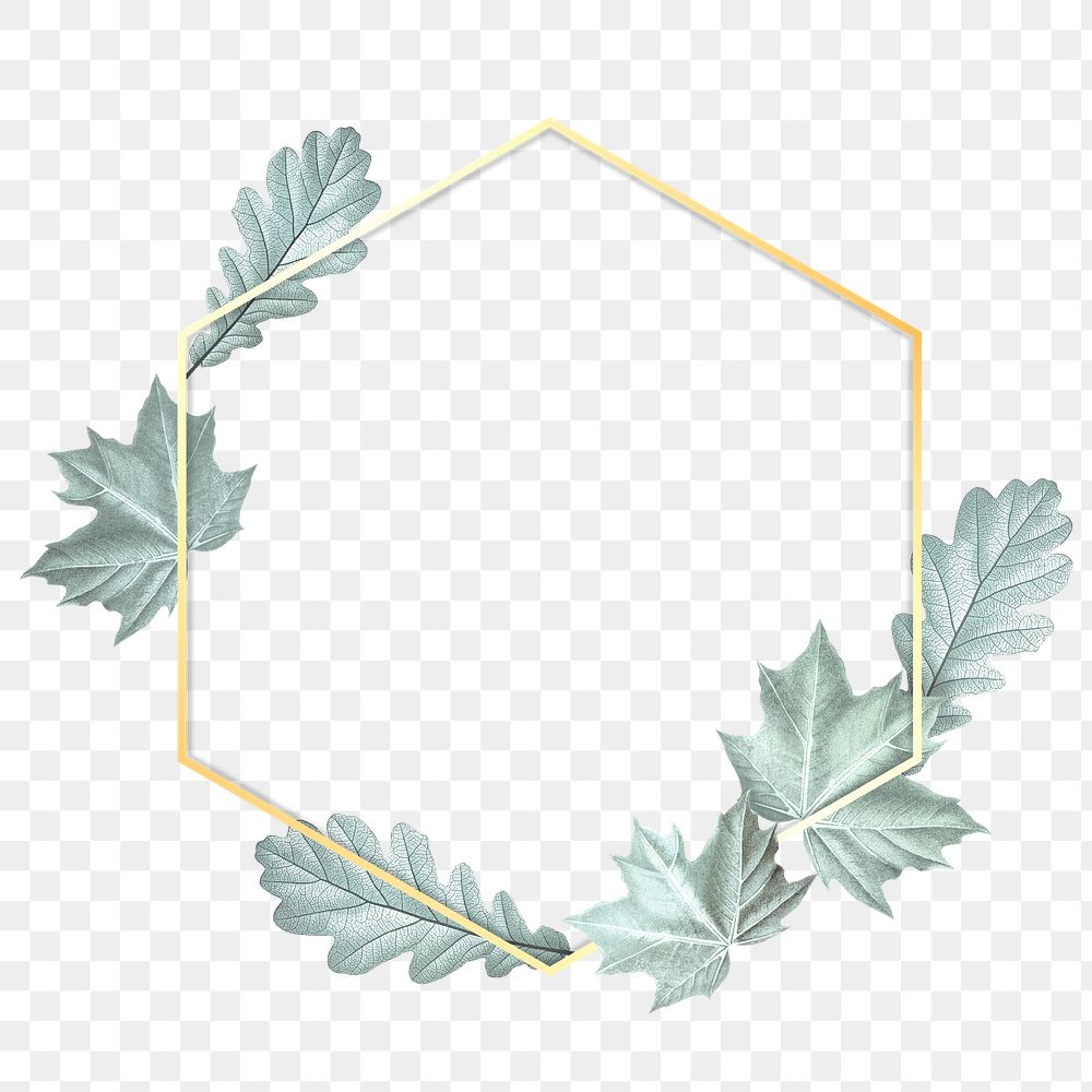Green leaves with rectangle frame design element