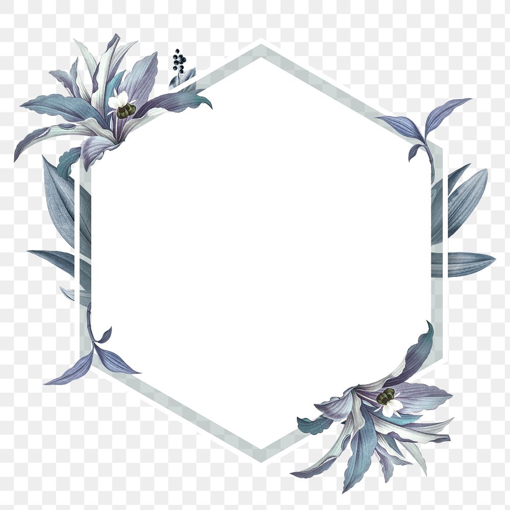 Empty frame with blue leaves design element