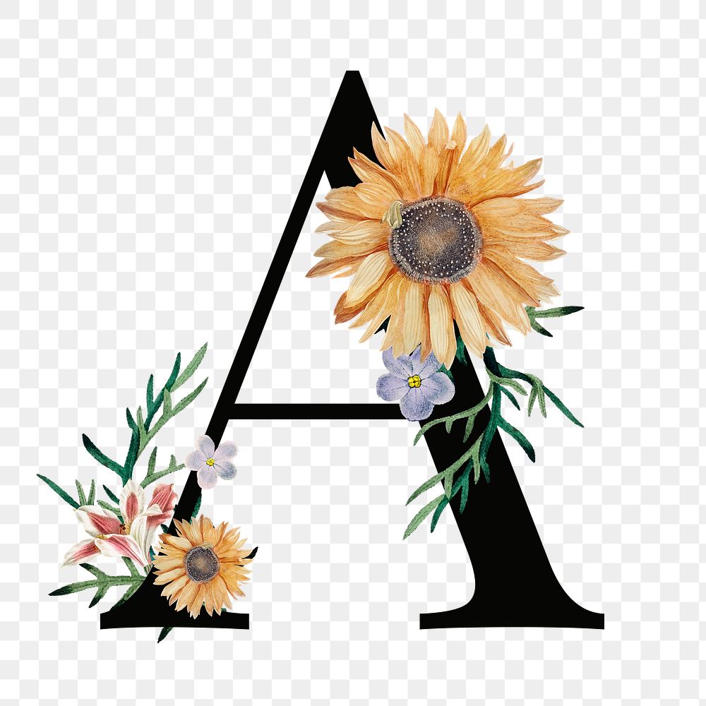 A png floral alphabet font 