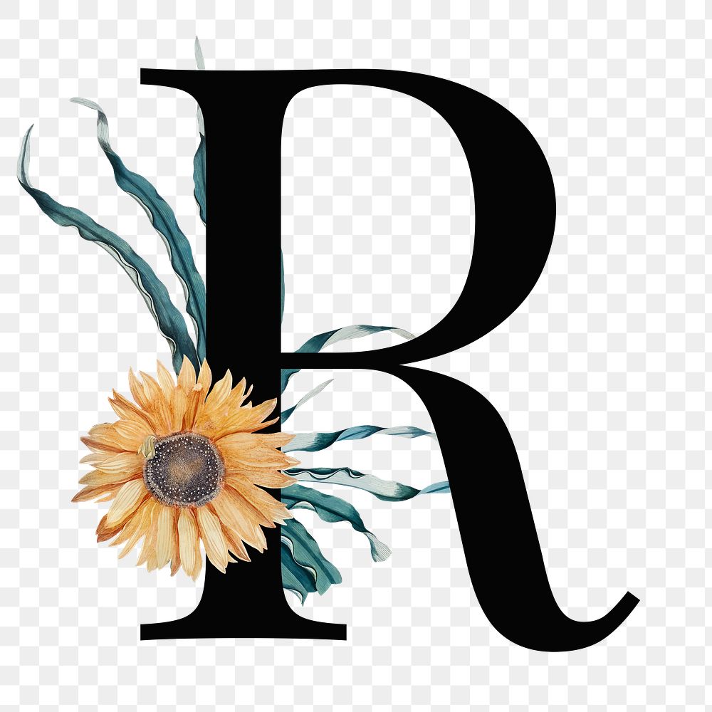 R png floral alphabet font set