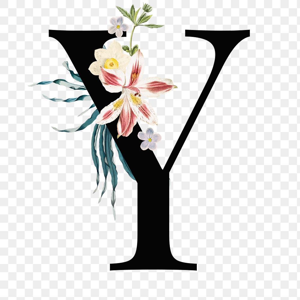 Letter Y png vintage floral | Premium PNG Sticker - rawpixel