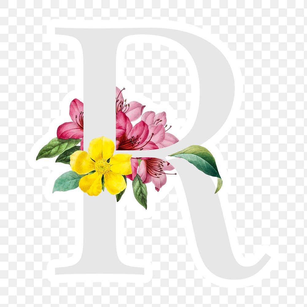Flower decorated capital letter R | Premium PNG Sticker - rawpixel
