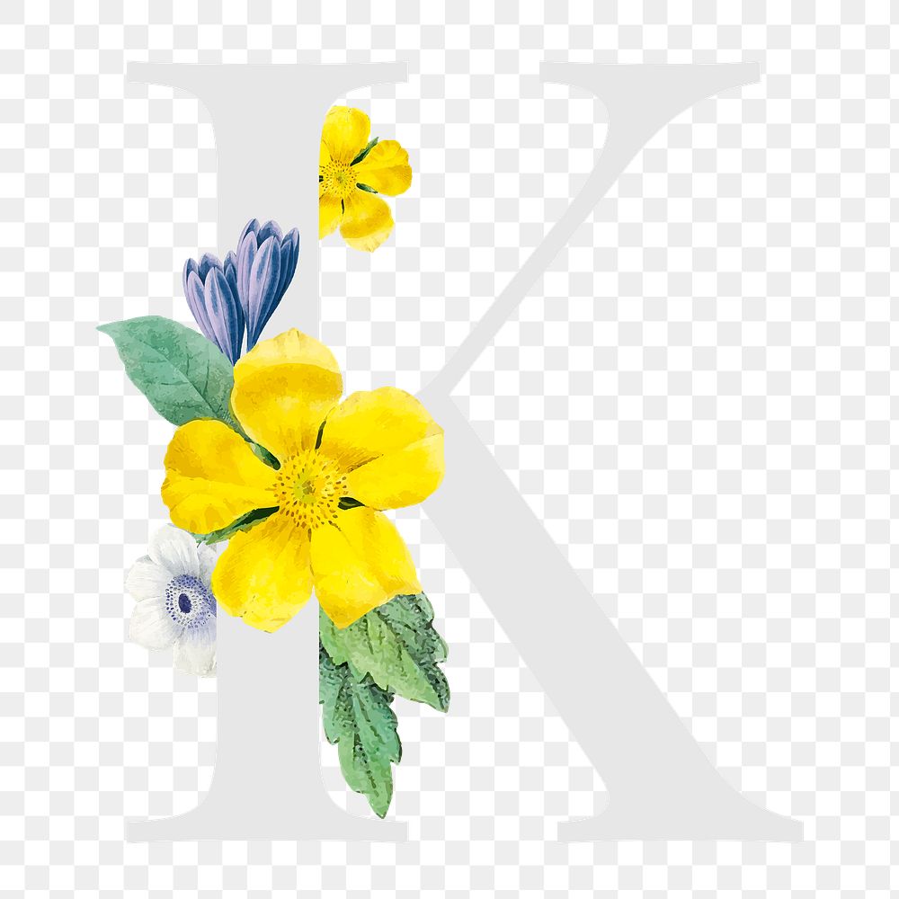Flower decorated capital letter K | Free PNG Sticker - rawpixel