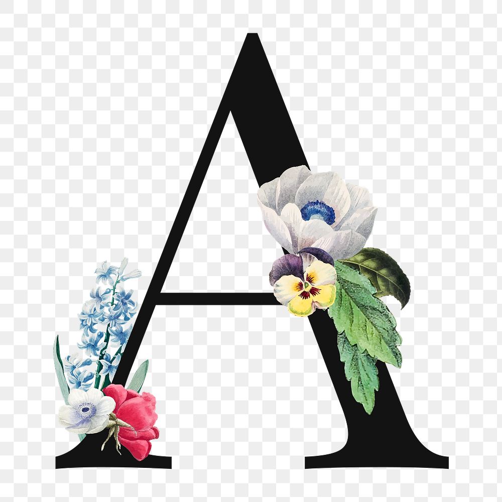 Flower decorated capital letter A typography