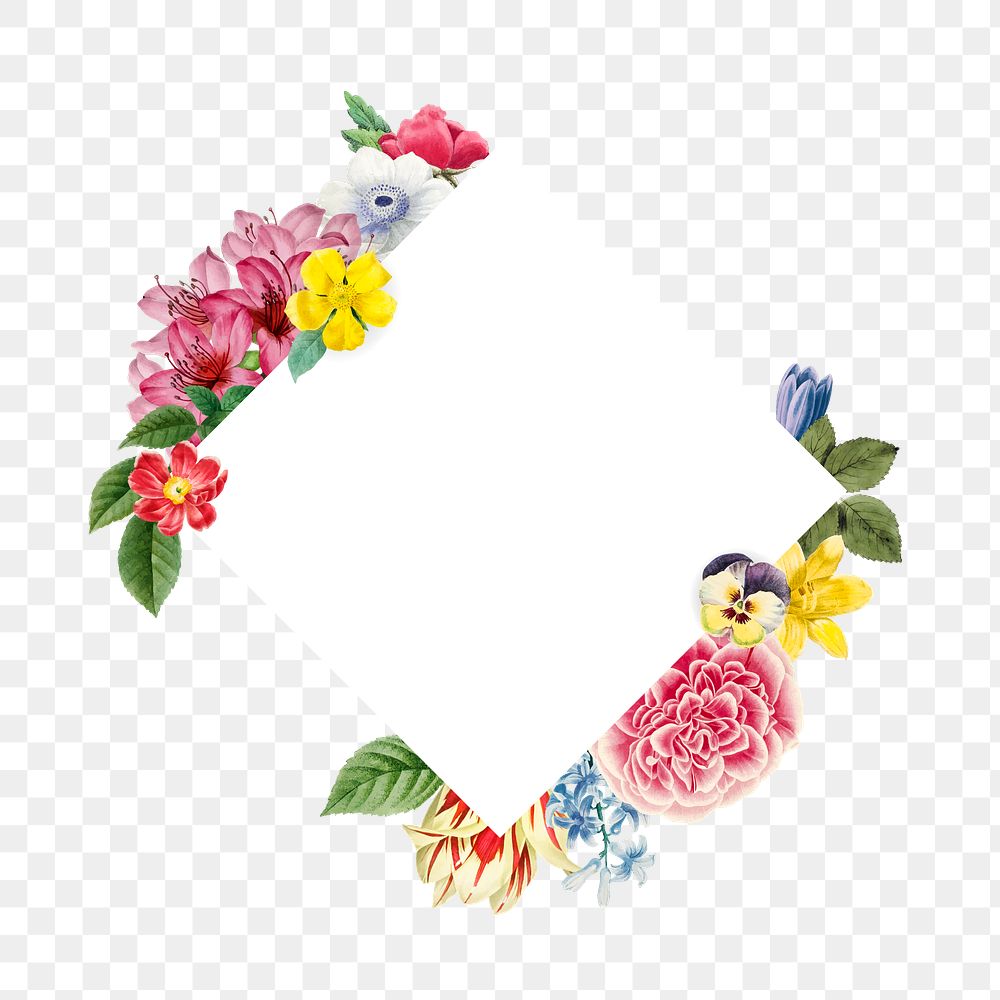 Colorful summer flower decorated square frame design element