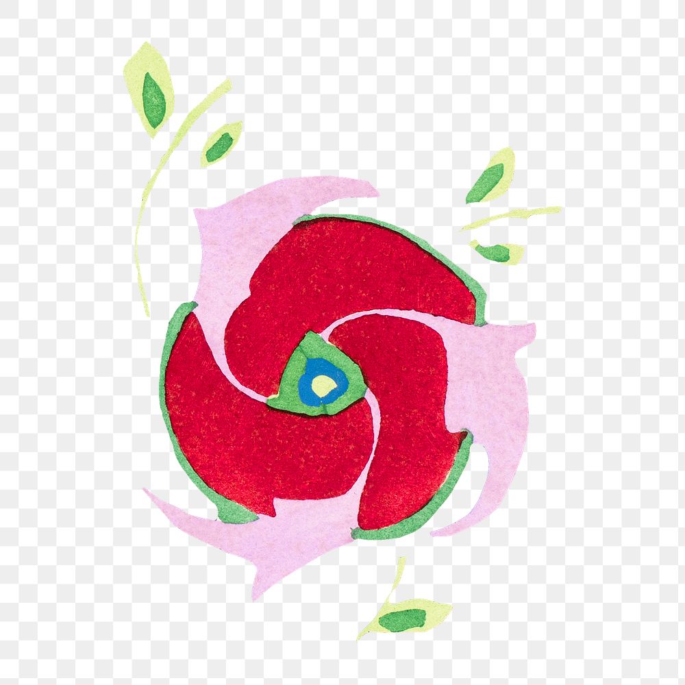 Rose png sticker, colorful vintage illustration