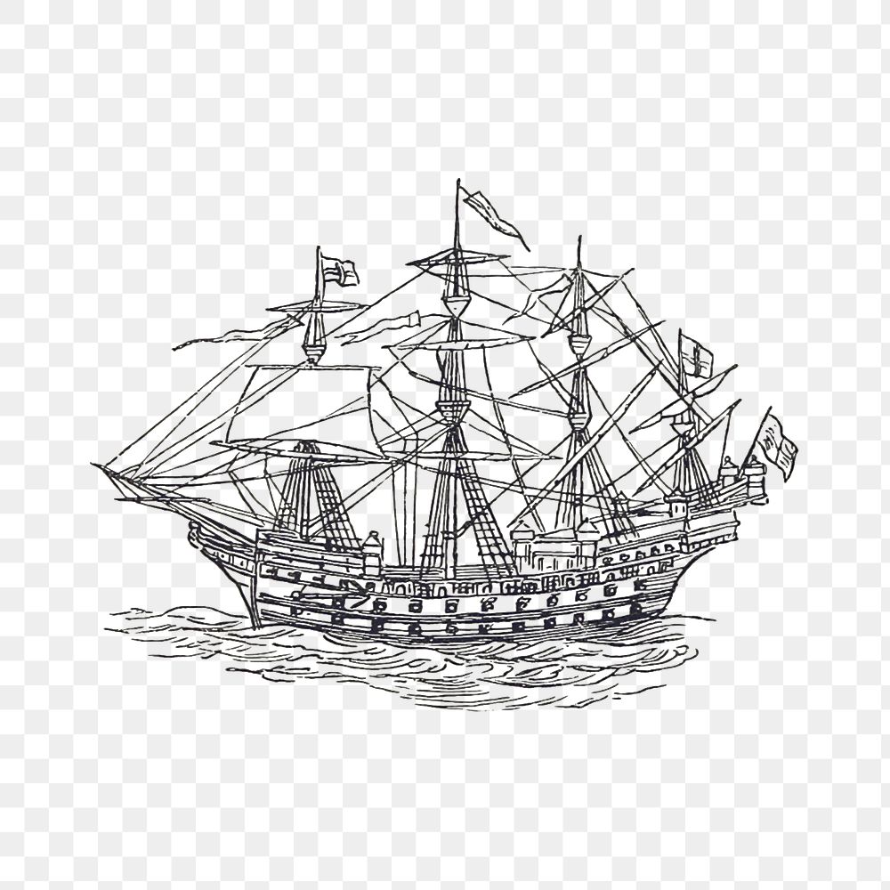 Vintage ship transparent png