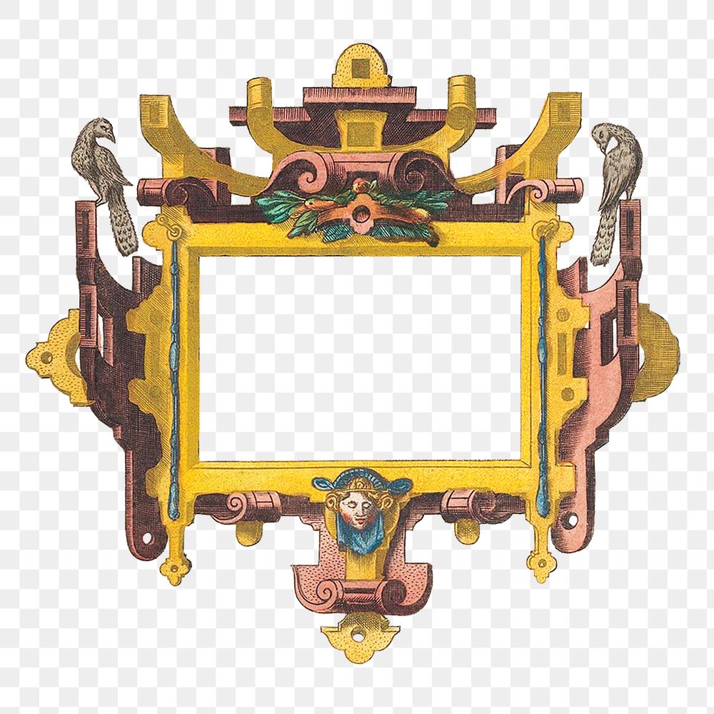 Antique decorative gold frame transparent png