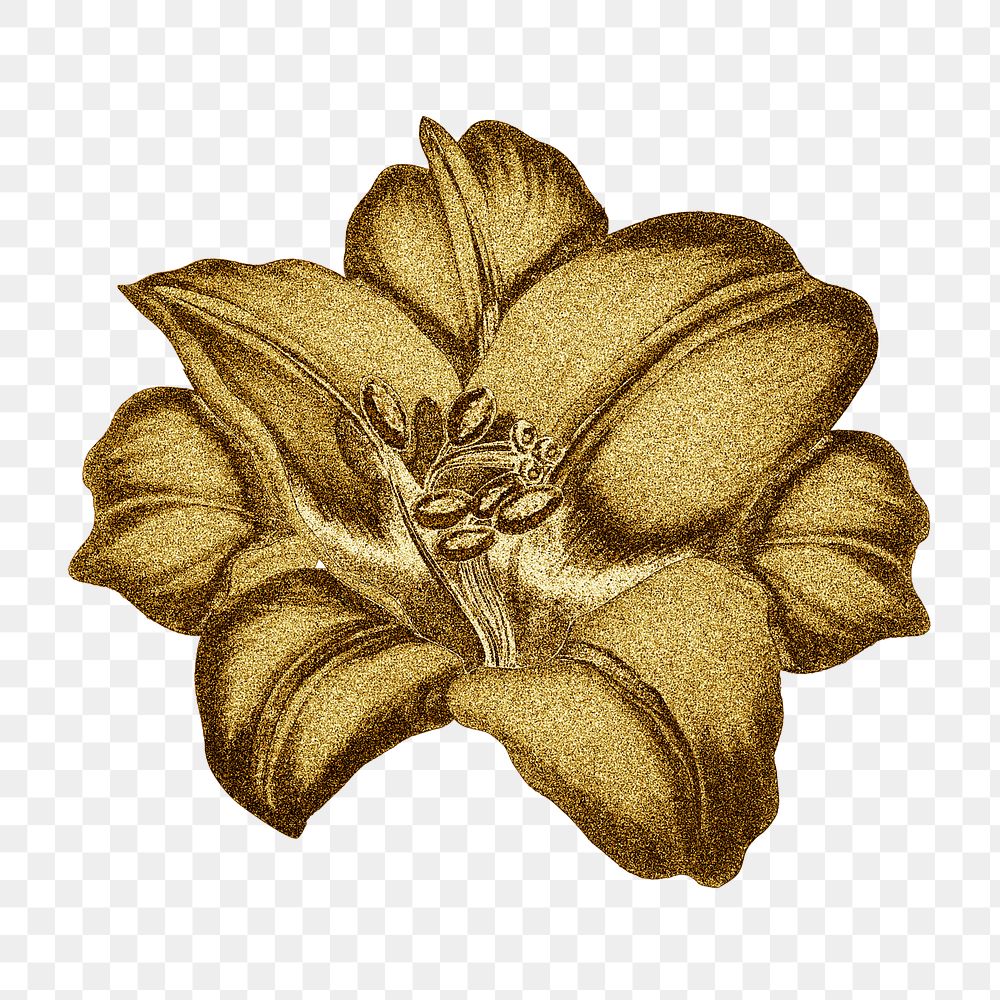 Vintage gold Japanese lily flower design element
