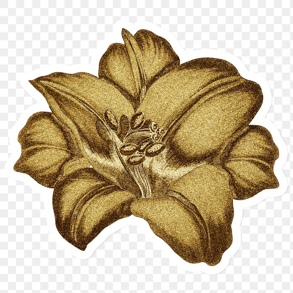 Vintage gold Japanese lily flower design element