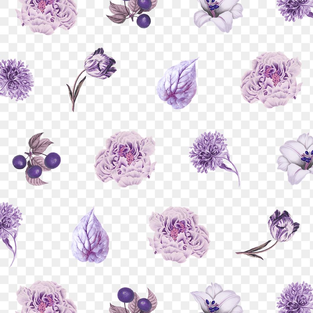 Vintage purple flower, leaf and fruit pattern… | Free stock illustration | High Resolution graphic Vintage purple flower, leaf and fruit pattern background design resource