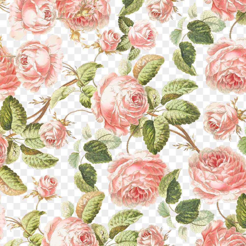 Vintage pink rose flower pattern background design resource