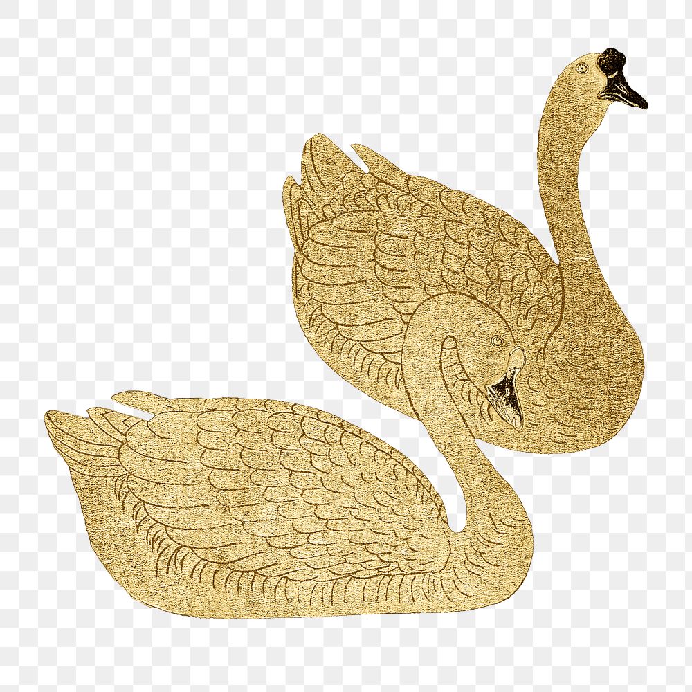 Geese with gold effect design element 