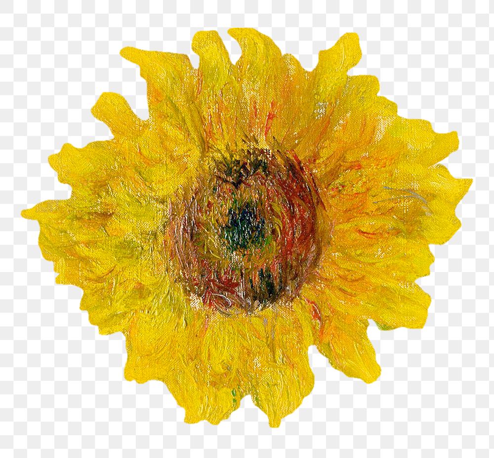 PNG sunflower remixed from the artworks of Claude Monet.