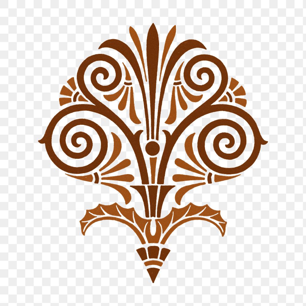 Antique brown Greek png decorative element illustration