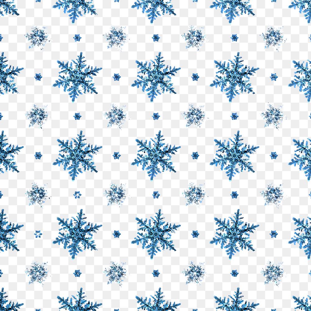 Christmas png blue snowflake pattern background, remix of photography by Wilson Bentley
