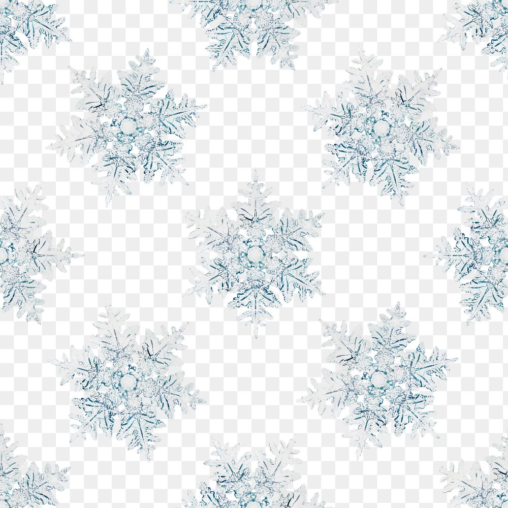Christmas png snowflake seamless pattern background background, remix of photography by Wilson Bentley