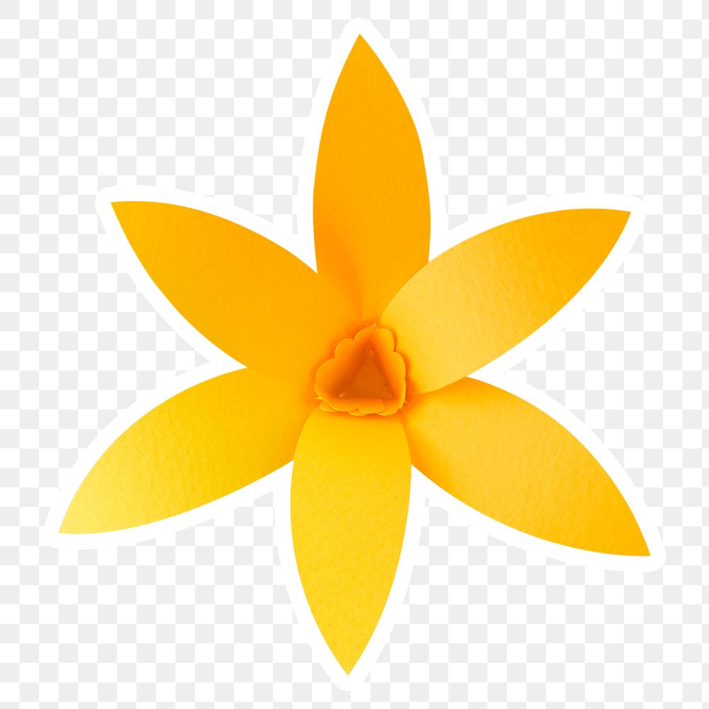 Yellow orchid 3D papercraft flower sticker png