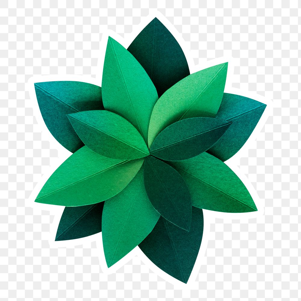 Green leaves 3D papercraft sticker png