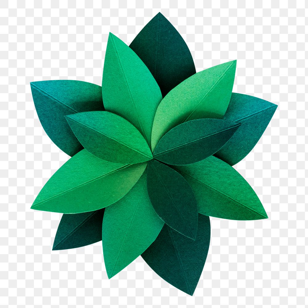 Green leaves 3D papercraft png