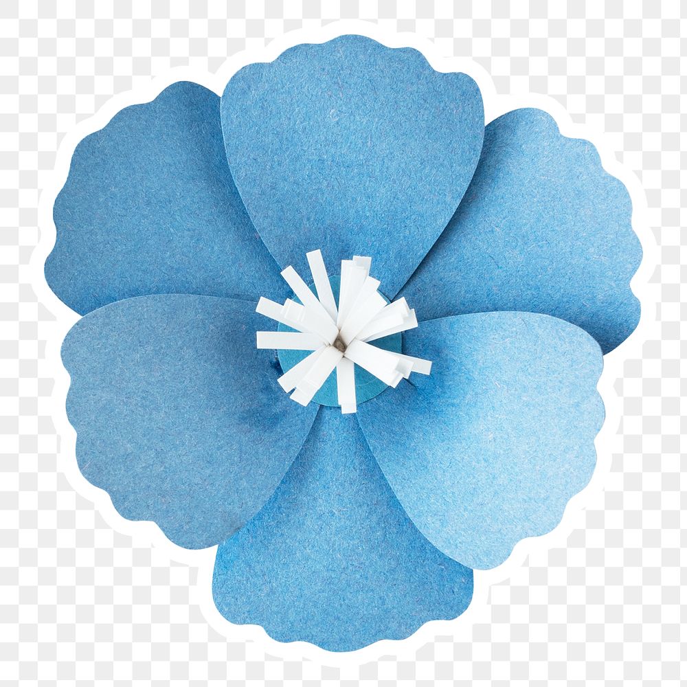 Blue flower sticker paper craft png
