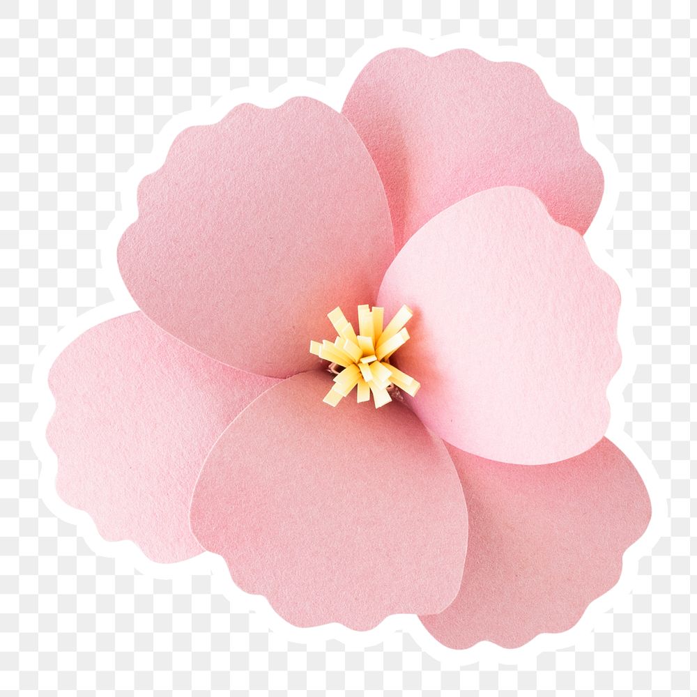 Pink flower papercraft sticker png