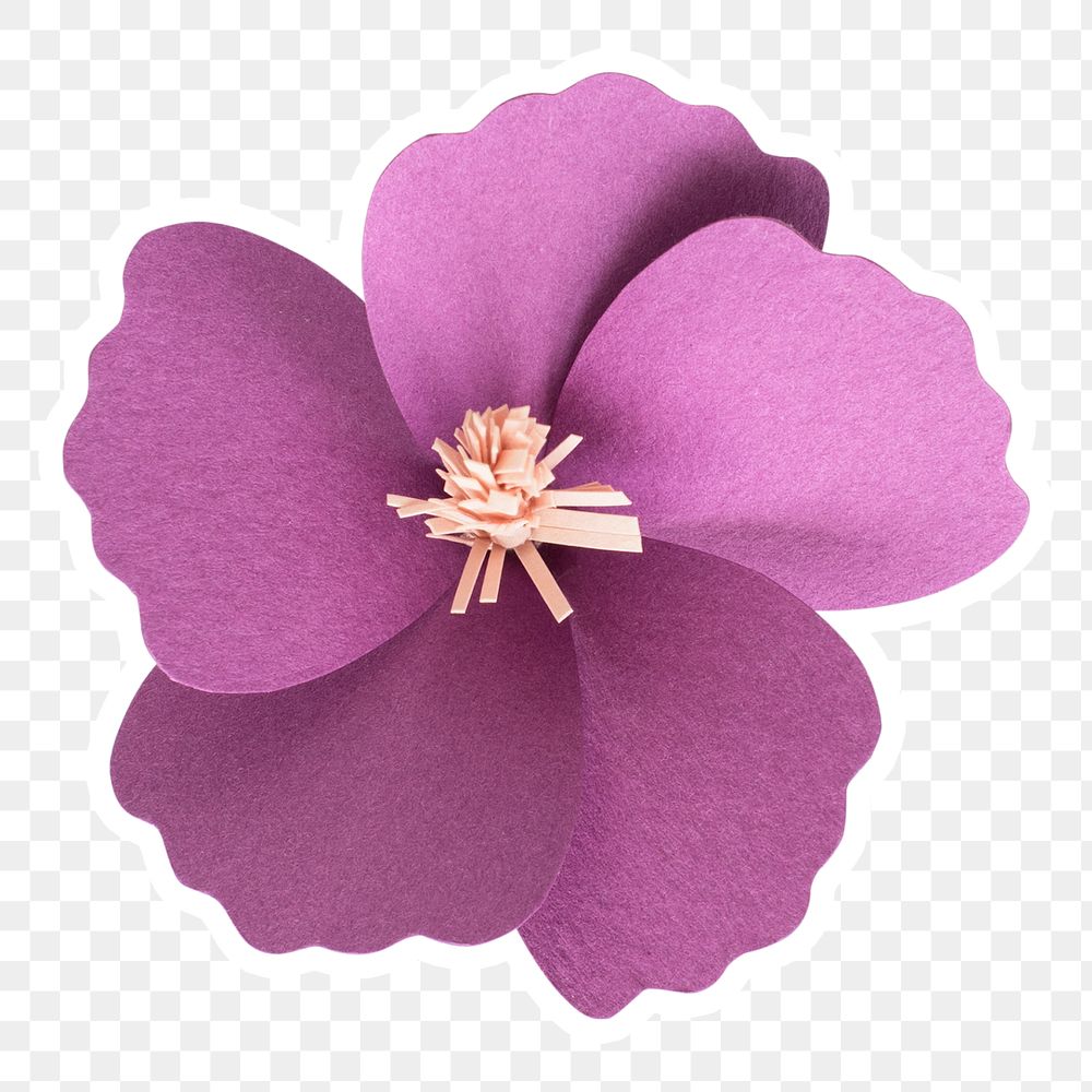 Purple flower sticker paper craft png