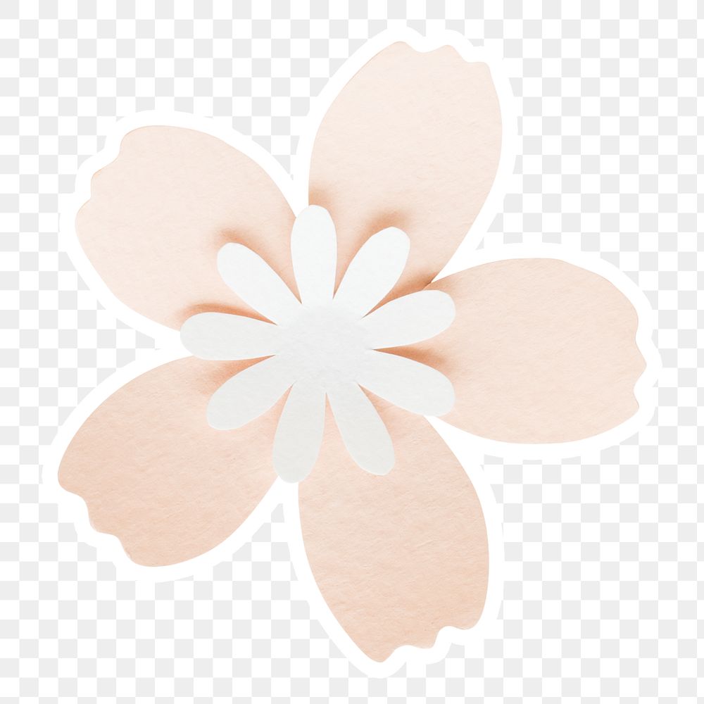 Pink flower sticker paper craft png