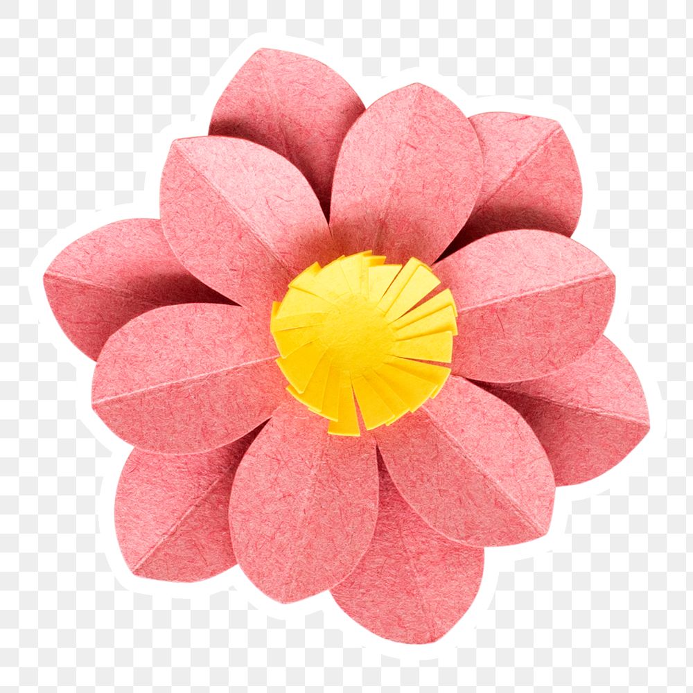 Pink flower sticker paper craft png