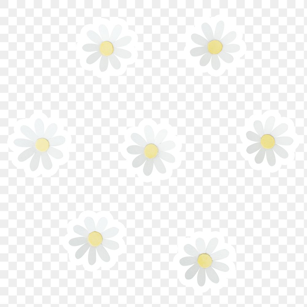 Daisy flower papercraft sticker png pattern