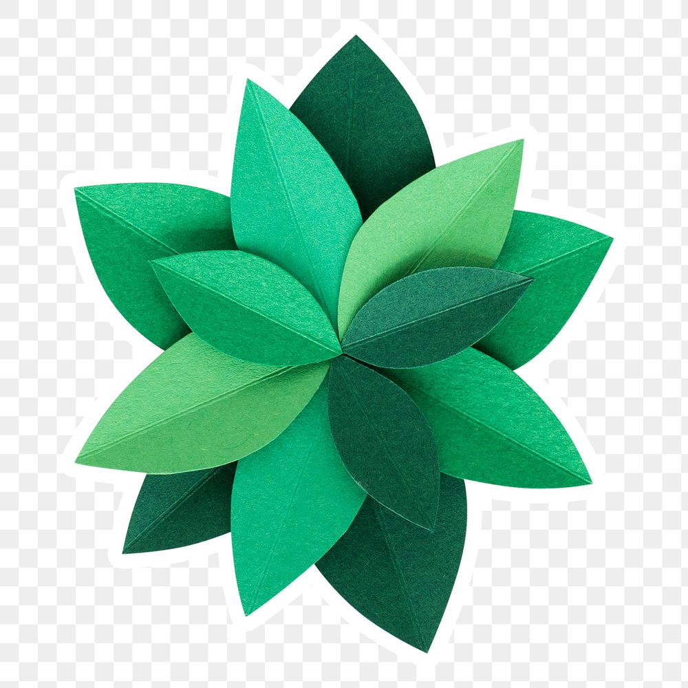 Green leaves sticker paper craft png