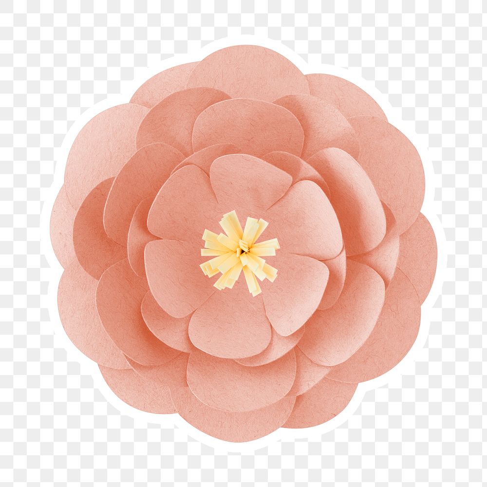 Papercraft peony flower sticker png