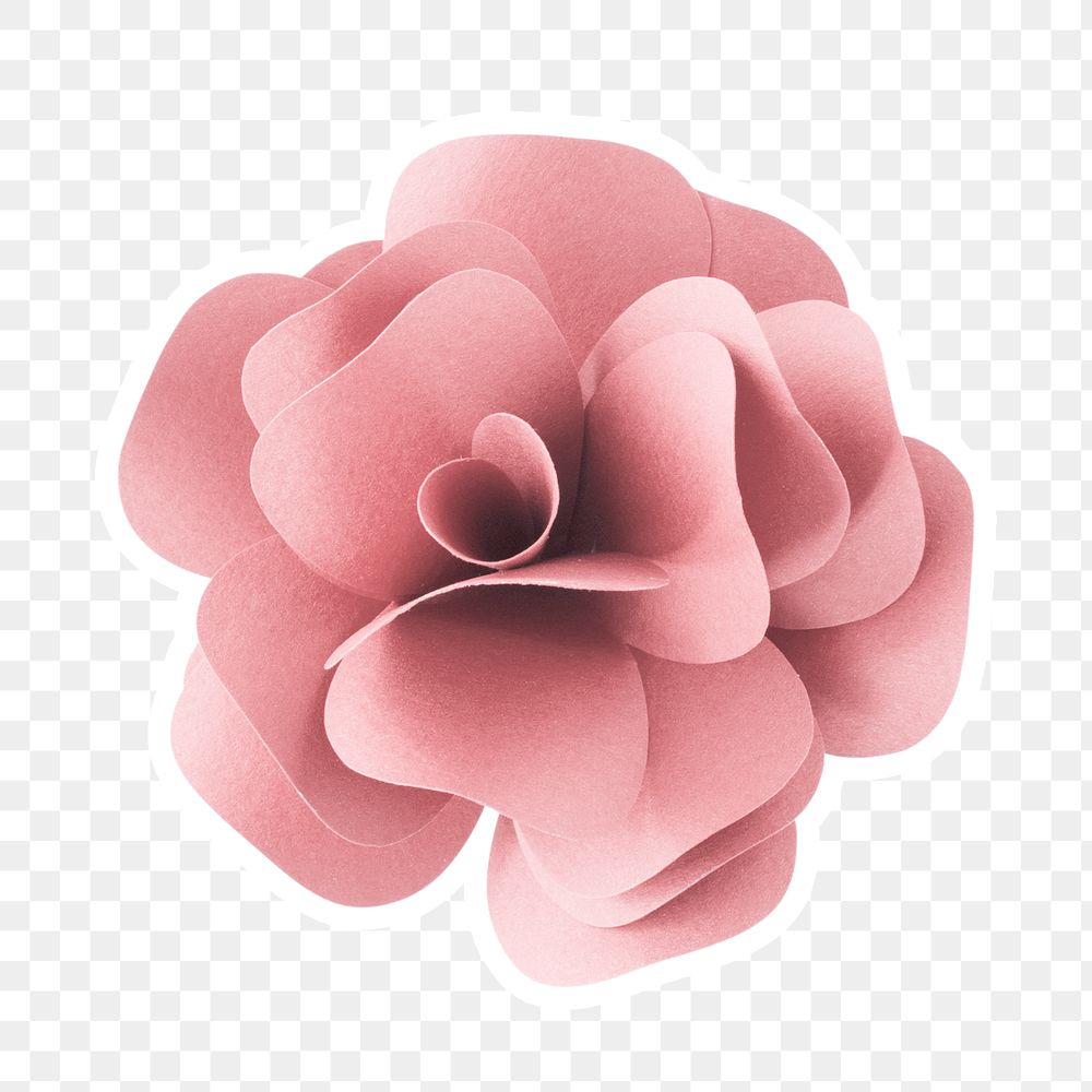 Pink rose 3D papercraft flower sticker png