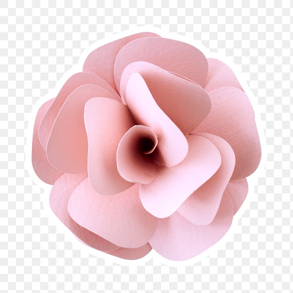 Pink rose 3D papercraft flower sticker png