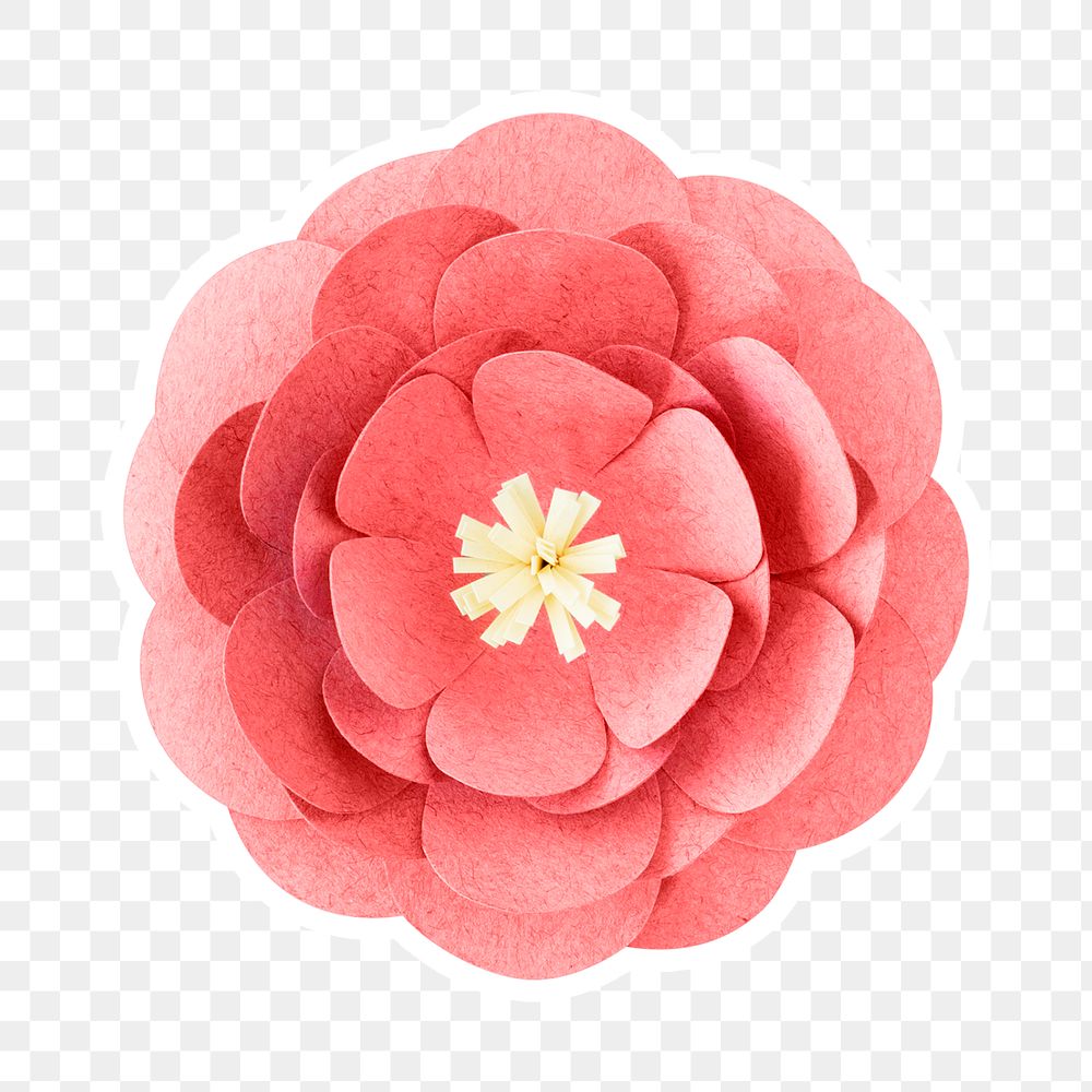 Peony paper flower sticker png