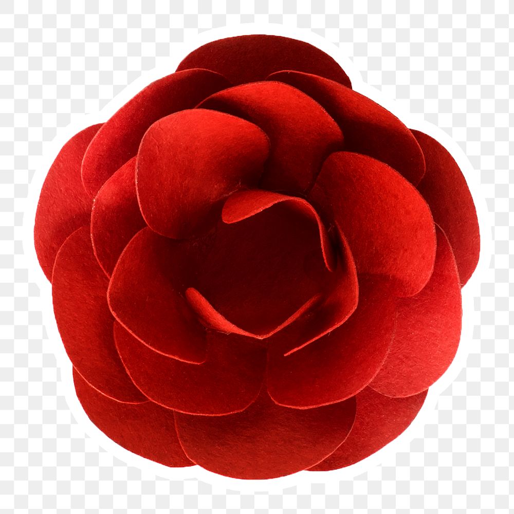 Red camellia 3D papercraft flower sticker png