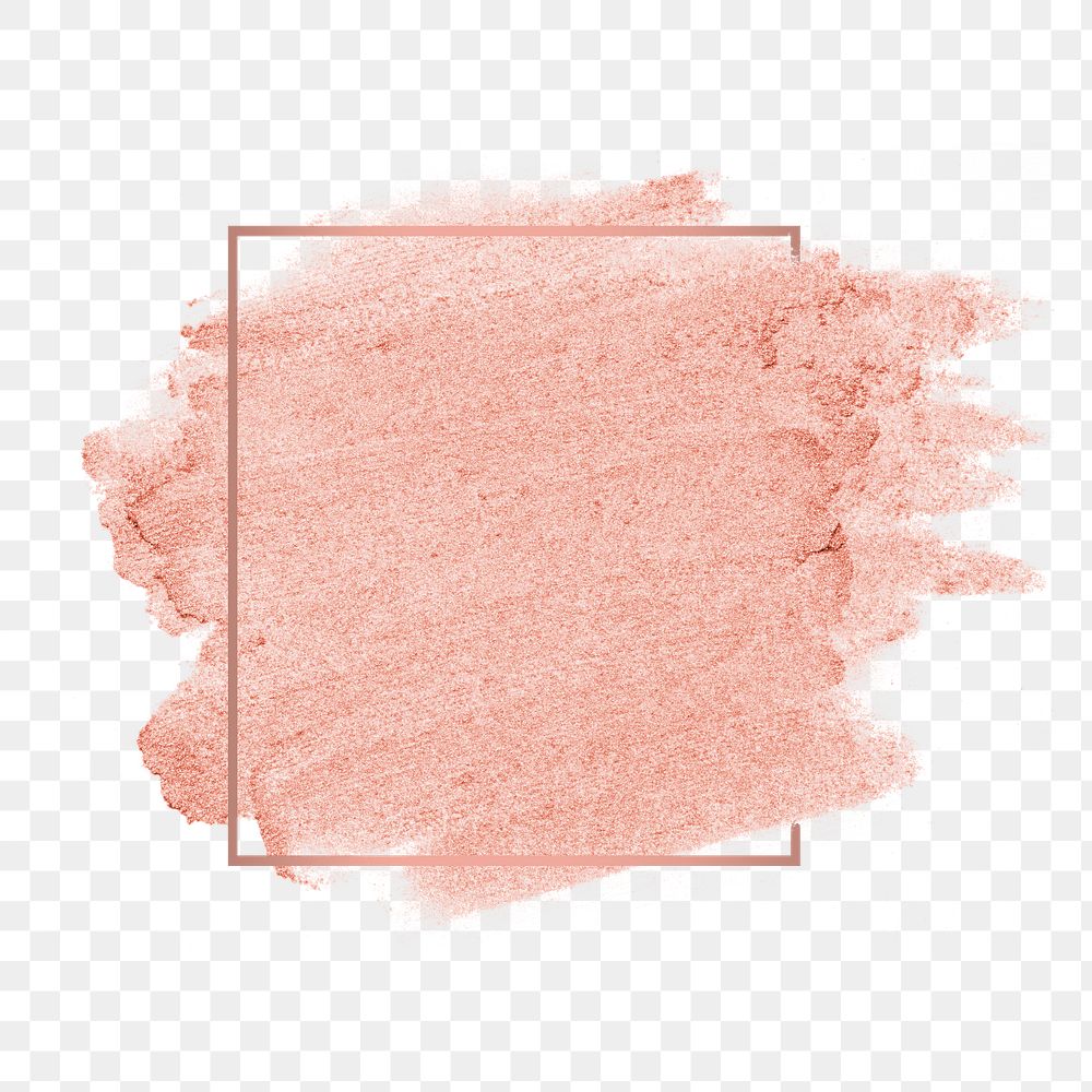 Rose gold pink metallic brush stroke with gold frame 