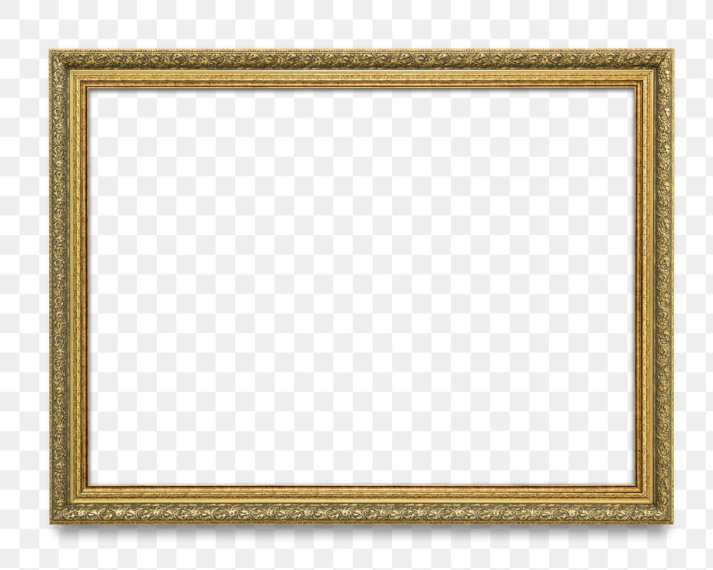 Gold picture frame transparent png