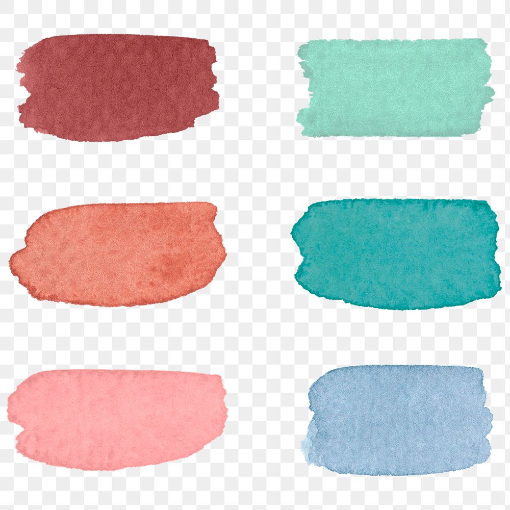 Colorful watercolor brush strokes transparent png