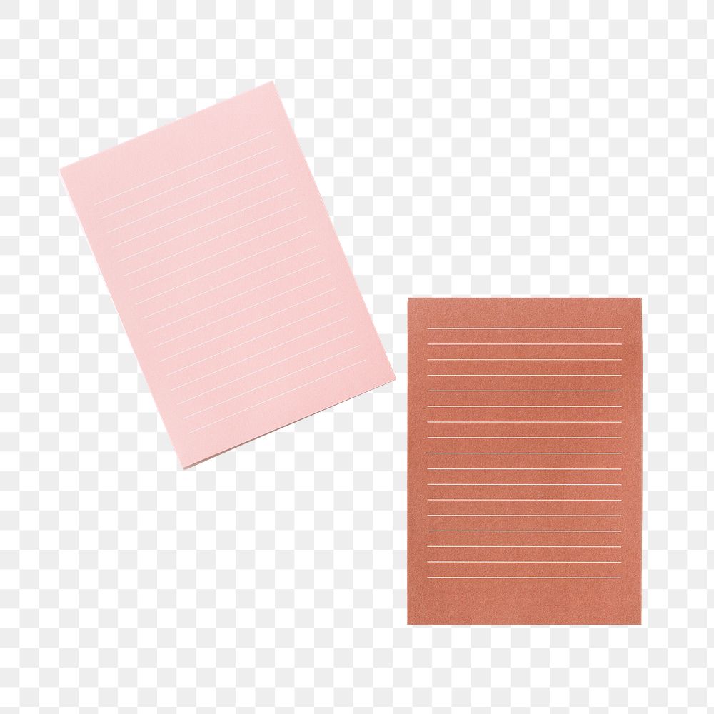 Blank pink and orange lined notepaper transparent png