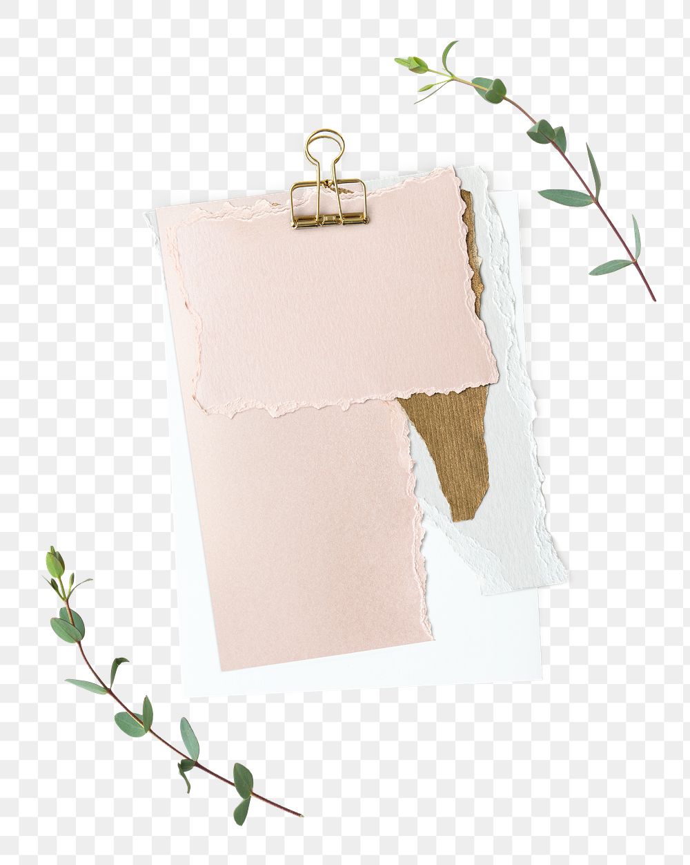 Torn papers with gold paperclip transparent png