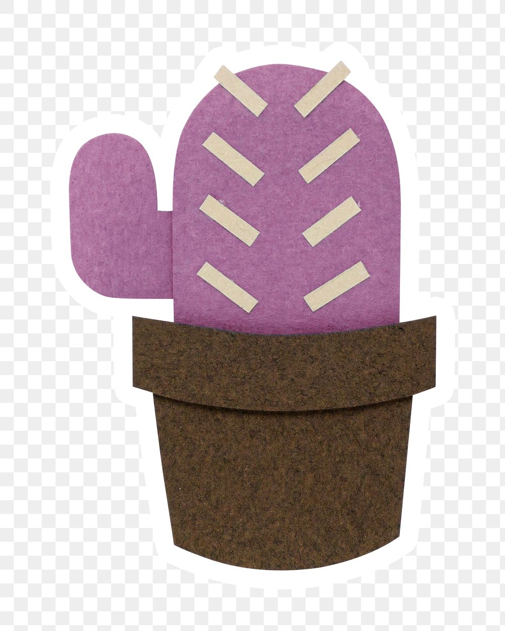 Purple cactus paper craft sticker design element