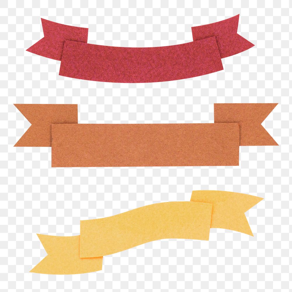 Colorful ribbon banner paper craft set design element